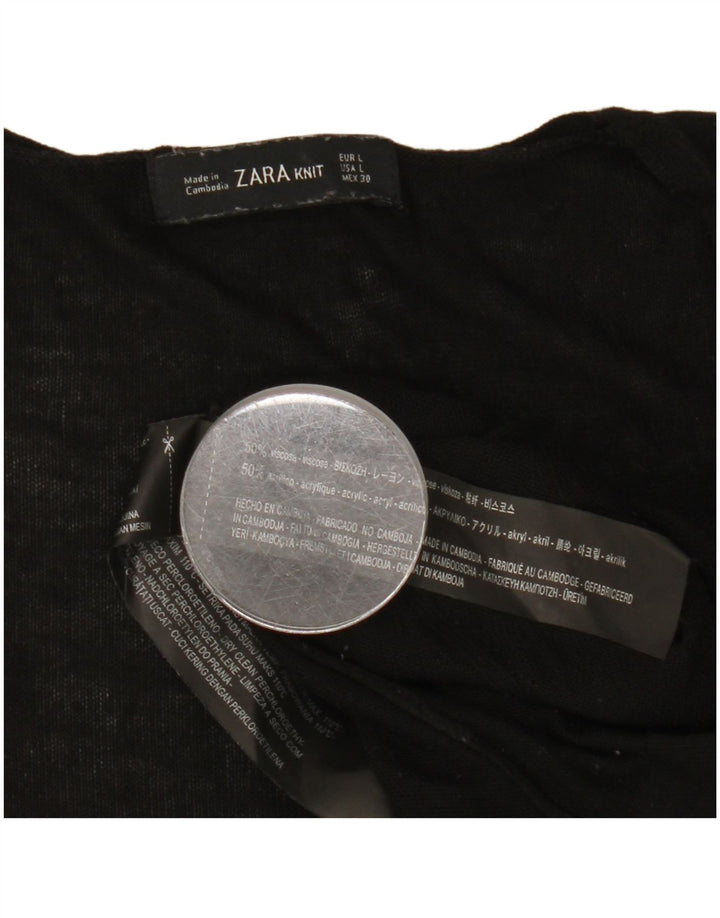 Zara γυναικείο τοπ Μακρύ μακρυμάνικο UK 16 μεγάλη μαύρη βισκόζη