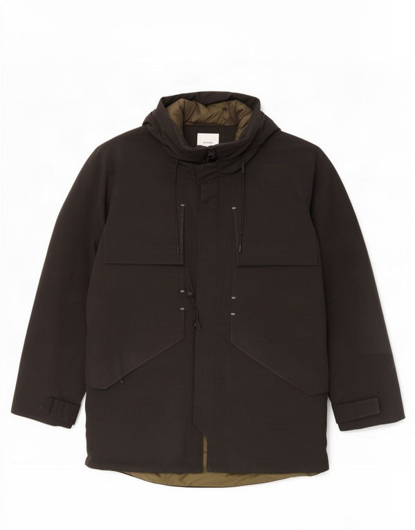 Zara Ανδρικό παλτό αντιανεμικό με κουκούλα UK 36 Small Black Polyester
