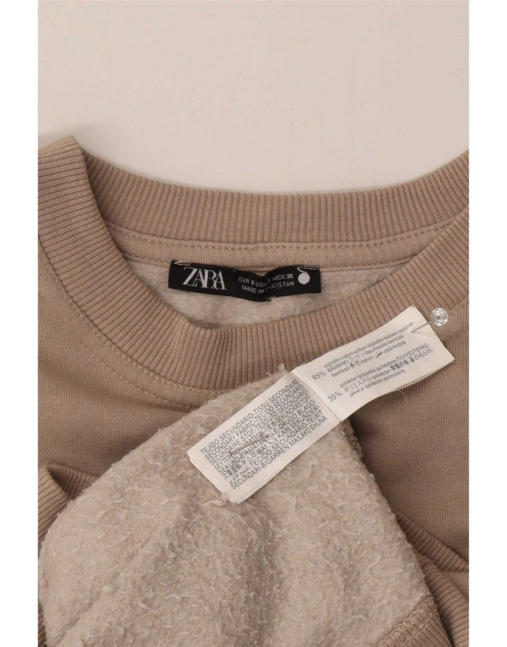 Zara Γυναικείο Φούτερ μεγάλου μεγέθους Jumper UK 10 Small Beige βαμβακερό