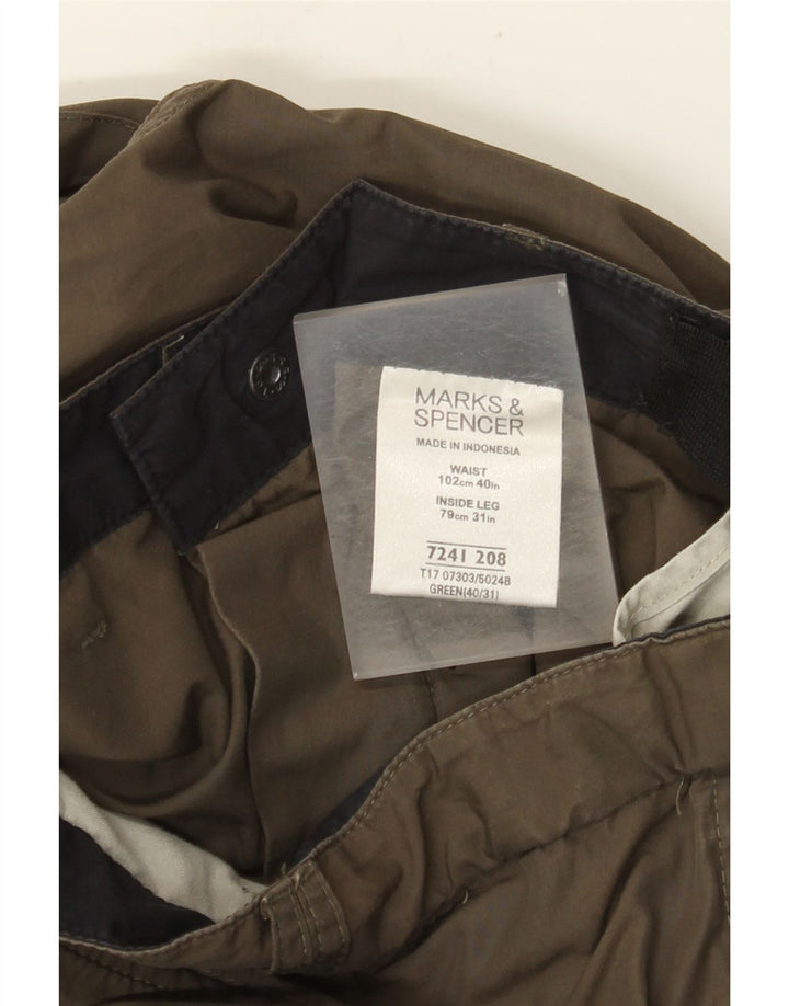 MARKS & SPENCER Ανδρικό ίσιο παντελόνι Cargo W40 L31 Πράσινο Πολυαμίδιο