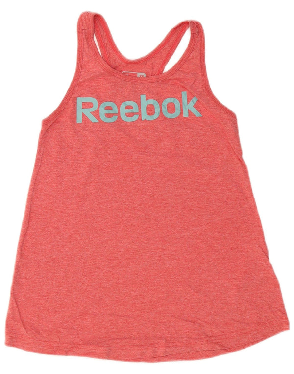 REEBOK Γυναικείο Γραφικό Γιλέκο Τοπ UK 6 XS Κόκκινο Βαμβακερό