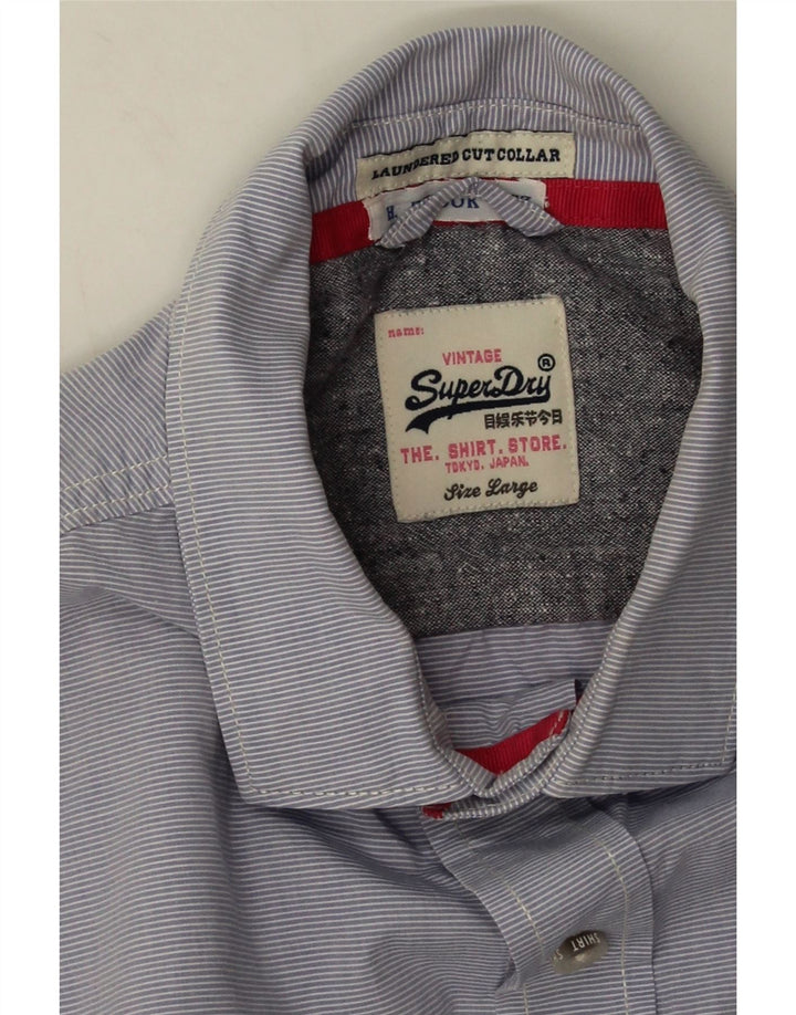 Ανδρικό πουκάμισο Superdry Βαμβακερό με μεγάλο ραβδί μπλε