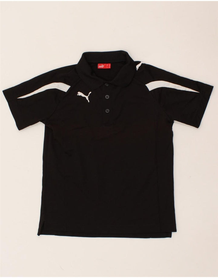 PUMA Boys Polo Shirt 9-10 Years Medium  Black Colourblock Polyester Vintage Puma and Second-Hand Puma from Messina Hembry 
