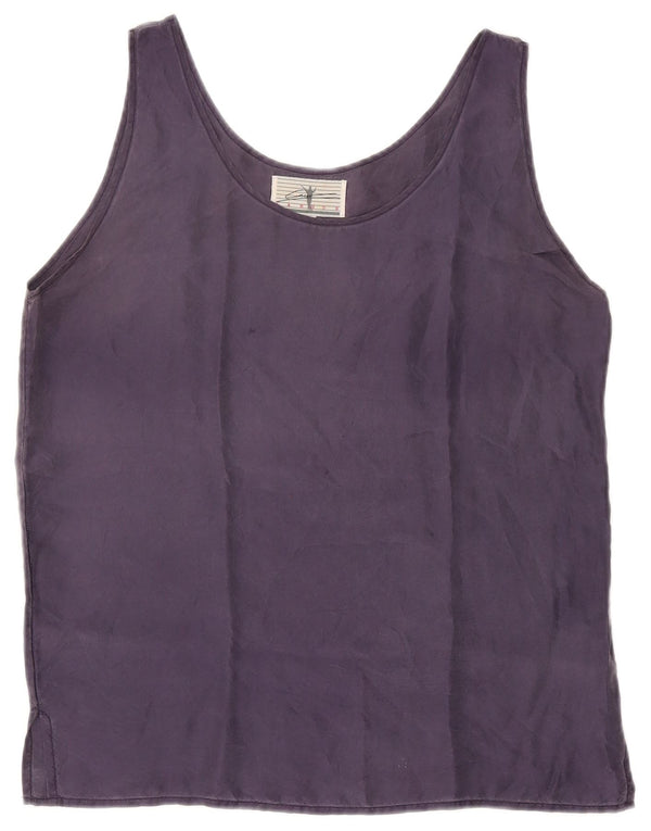 Caruso Γυναικεία Αμάνικη Μπλούζα Τοπ UK 14 Medium Navy Blue Silk