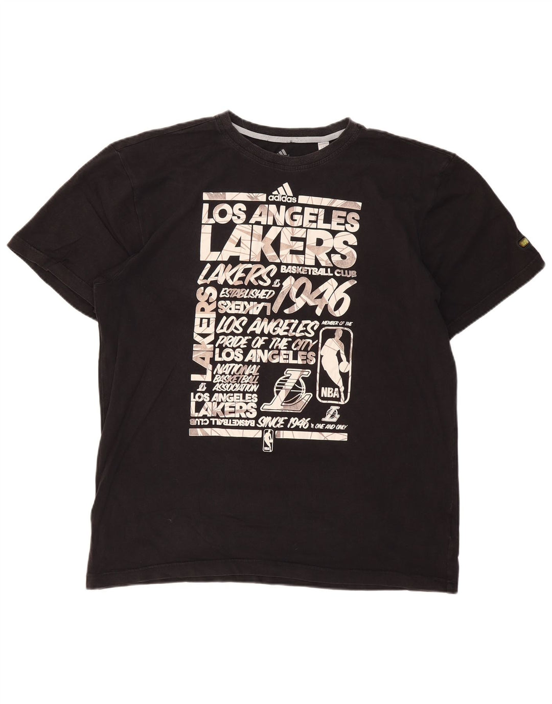 Ανδρικό γραφικό μπλουζάκι ADIDAS Los Angeles Lakers Top 2XL μαύρο βαμβακερό