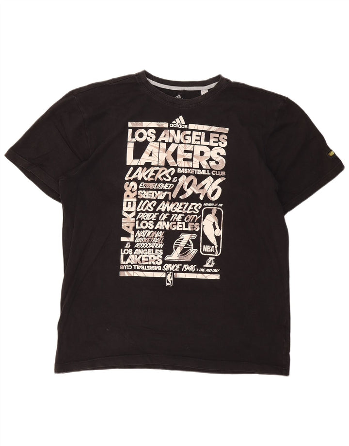 Ανδρικό γραφικό μπλουζάκι ADIDAS Los Angeles Lakers Top 2XL μαύρο βαμβακερό
