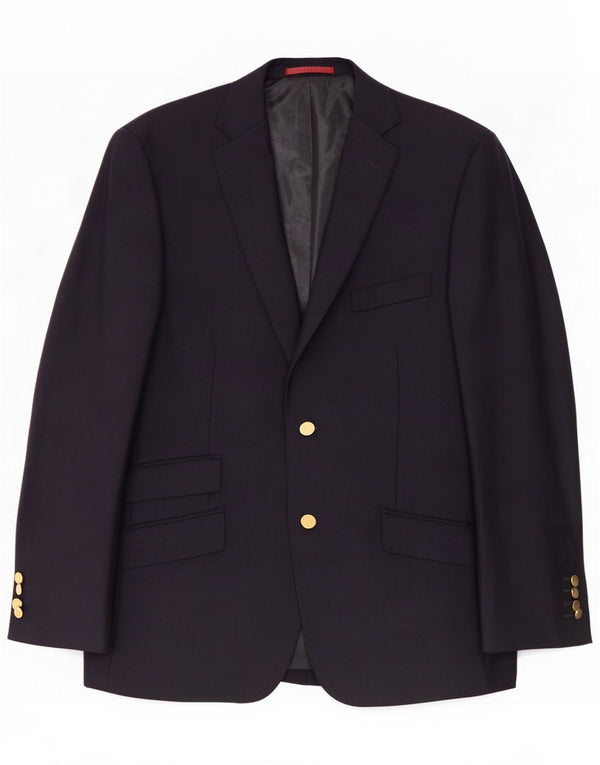 Marks & Spencer Mens 2 Button Blazer Jacket UK 42 Large Navy Blue Wool
