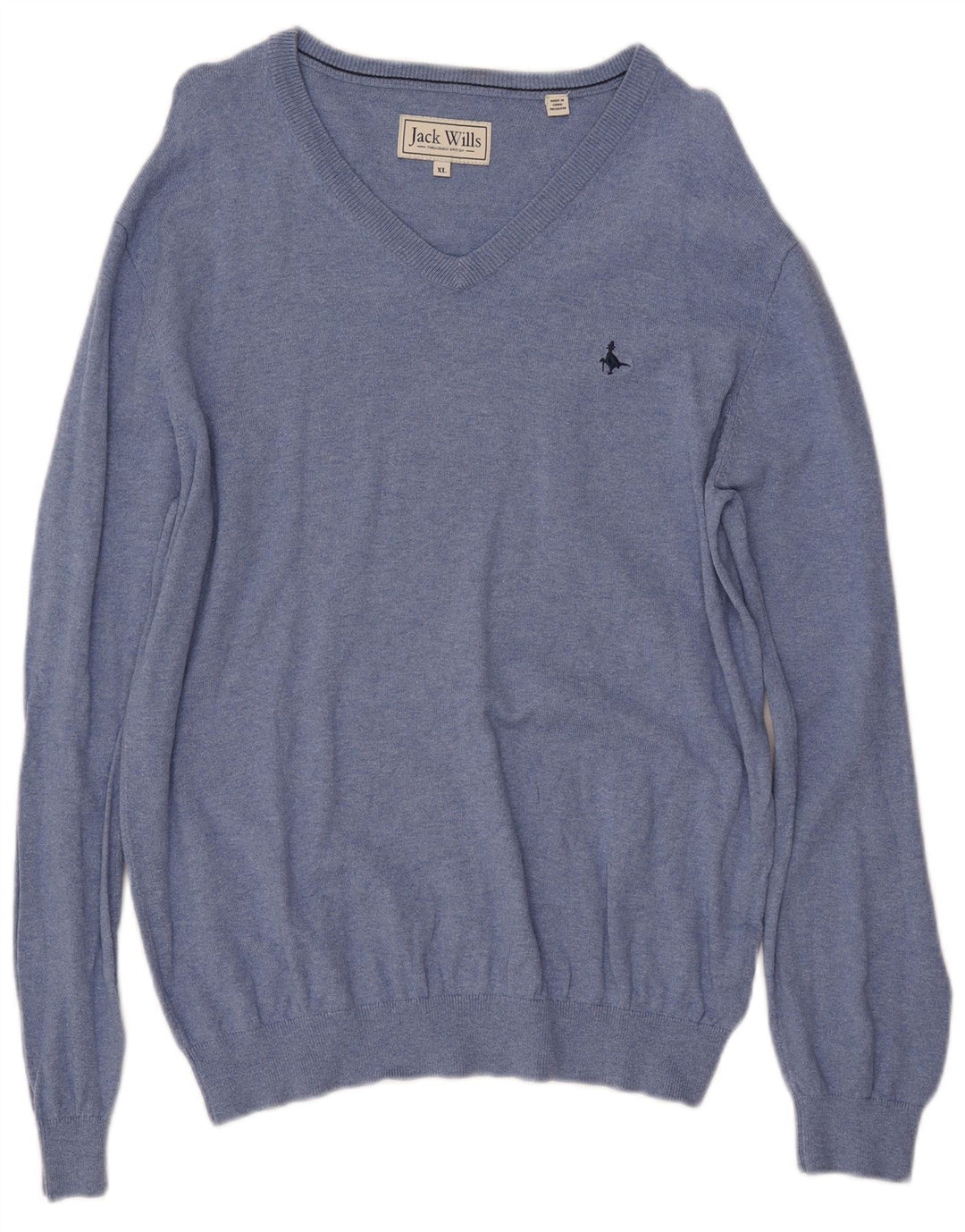 Ανδρικό πουλόβερ JACK WILLS με V λαιμόκοψη XL Μπλε βαμβακερό