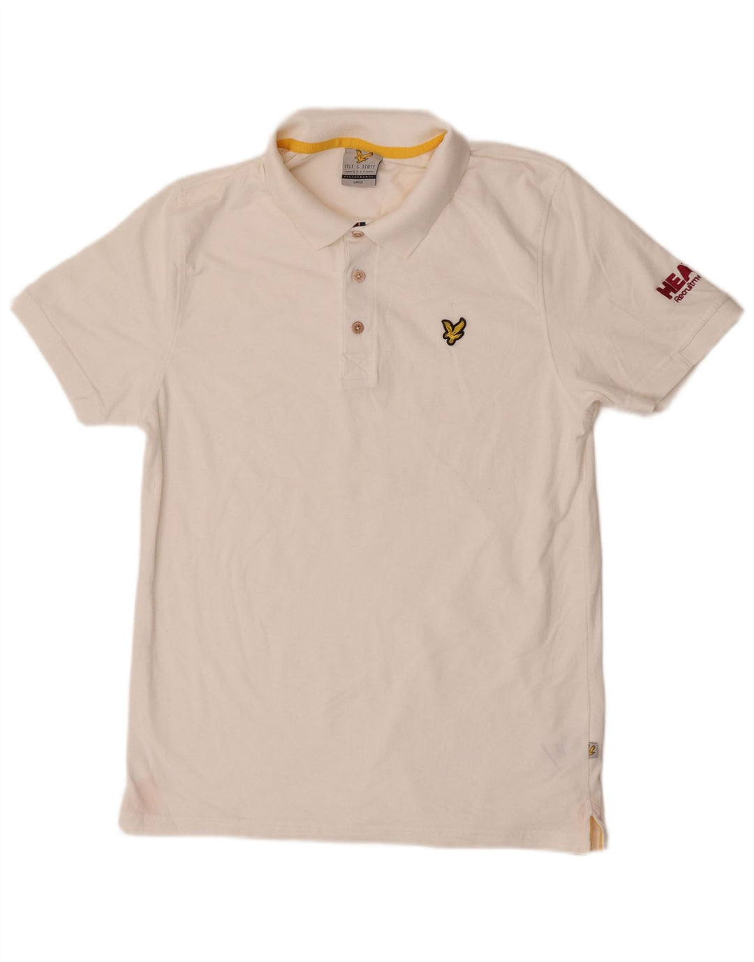 Lyle & Scott Ανδρικό γραφικό πόλο πουκάμισο μεγάλο λευκό βαμβακερό