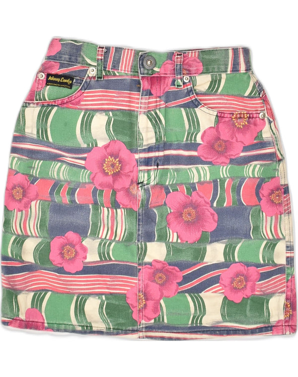 Τζιν φούστα για κορίτσια JOHNNY LAMBS 15-16 ετών W28 Πολύχρωμη φλοράλ βαμβακερή
