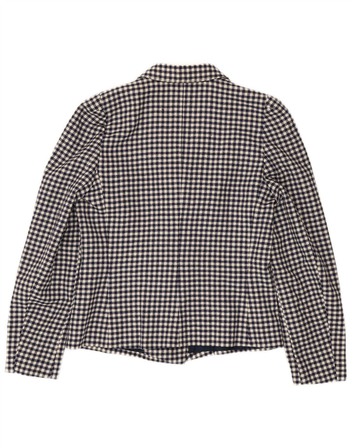 Vintage γυναικείο διπλό μπουφάν Blazer IT 42 Medium Navy Blue Gingham