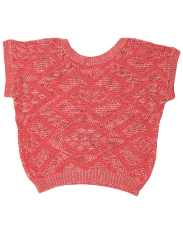 Γυναικείο πουλόβερ Vintage Crop Boat Neck Jumper UK 14 Medium Pink