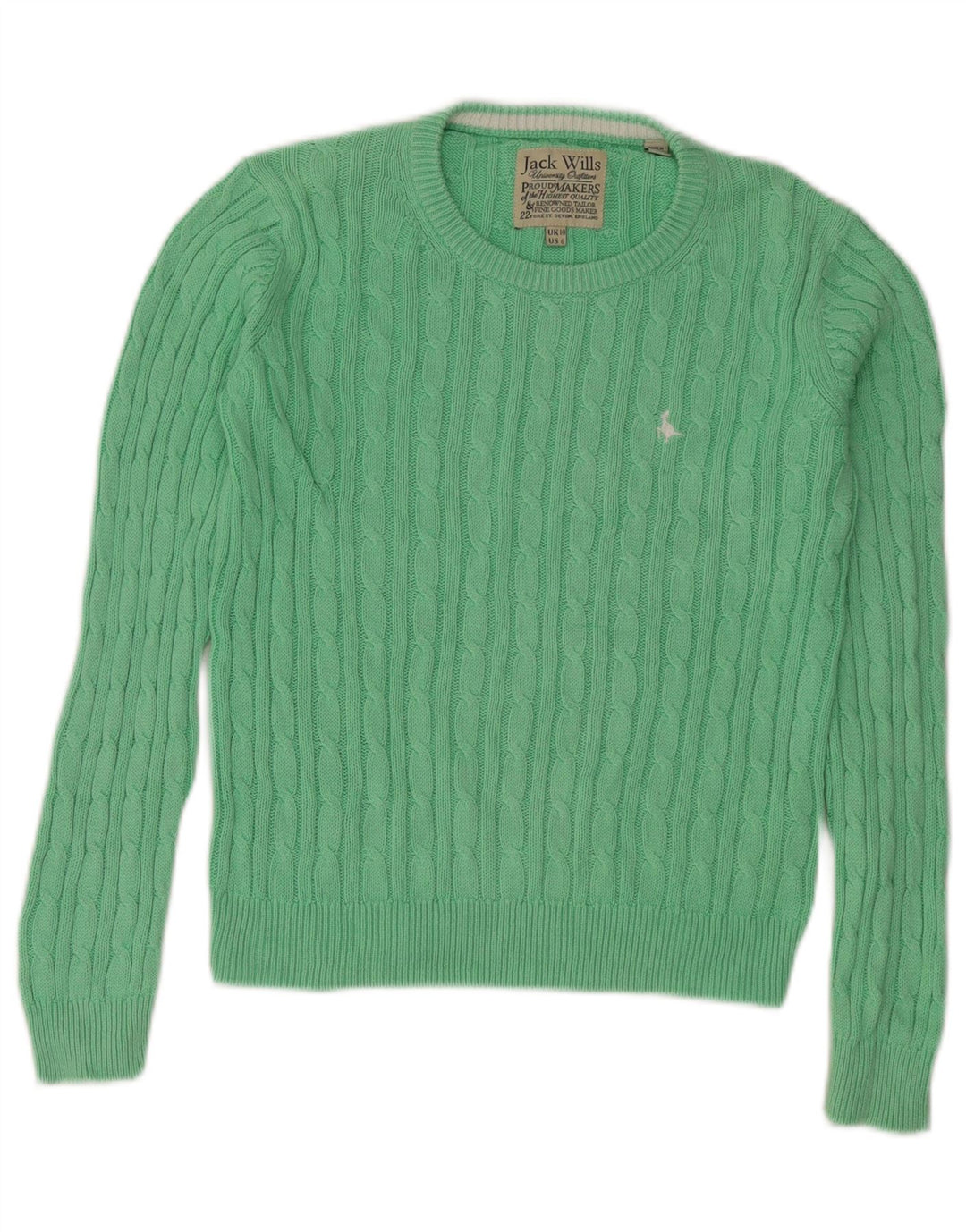 Jack Wills Γυναικείο πουλόβερ με λαιμόκοψη μεγάλου μεγέθους UK 10 Small Green