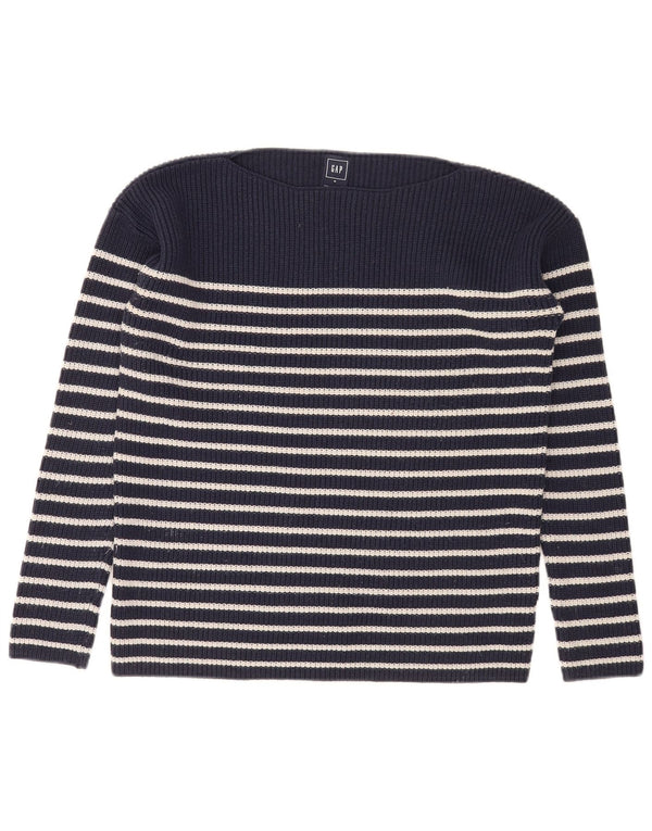 Gap γυναικείο πουλόβερ με λαιμό σκάφος UK 14 Medium Navy Blue ριγέ
