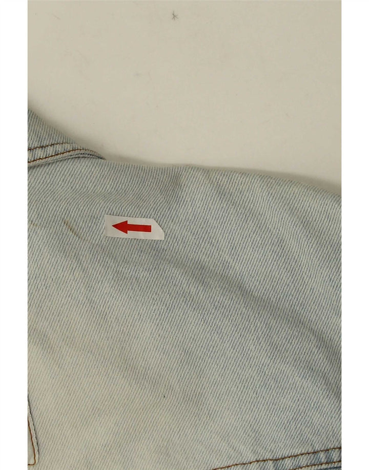 Vintage Γυναικείο Crop Graphic Τζιν μπουφάν UK 10 Small Blue Cotton