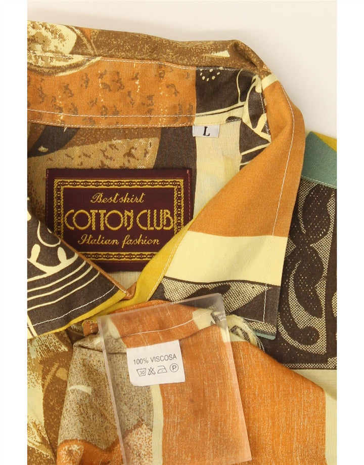 Ανδρικό πουκάμισο με κοντό μανίκι Abstract μοτίβο Cotton Club Μεγάλο πολύχρωμο