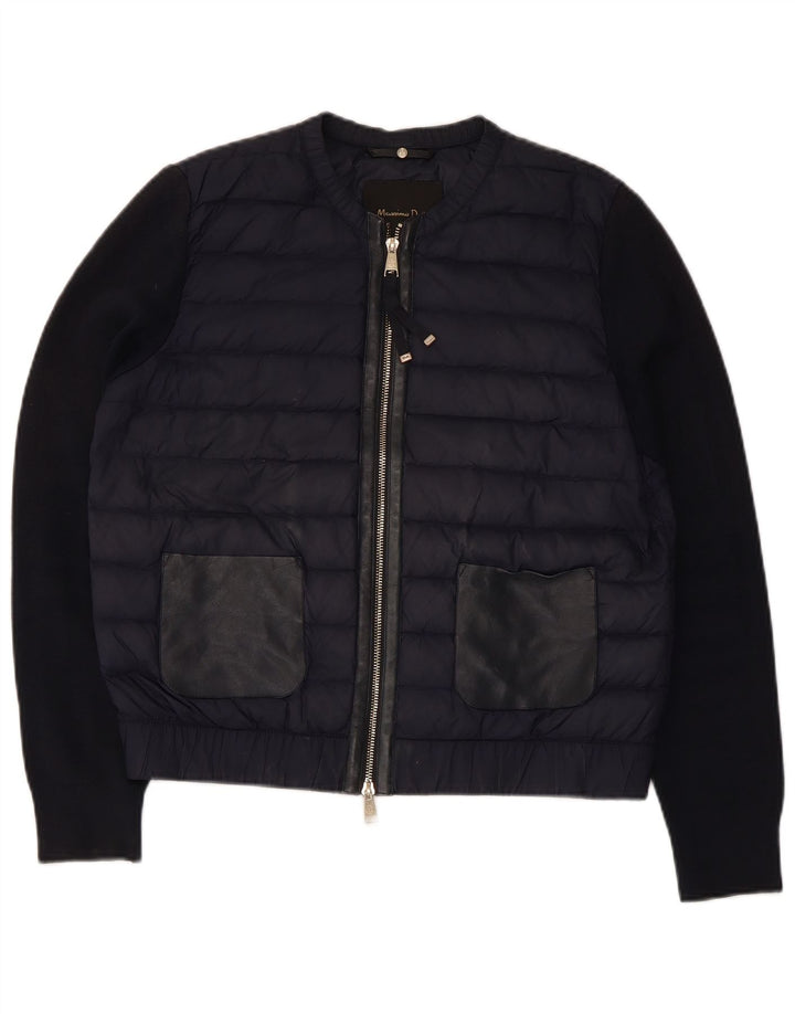 Massimo Dutti Γυναικείο μπουφάν με επένδυση UK 14 Medium Navy Blue Nylon