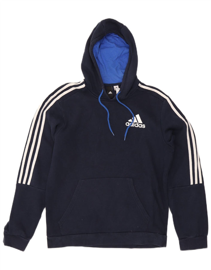 Adidas Ανδρικό φούτερ με κουκούλα, μεσαίο μπλε βαμβακερό