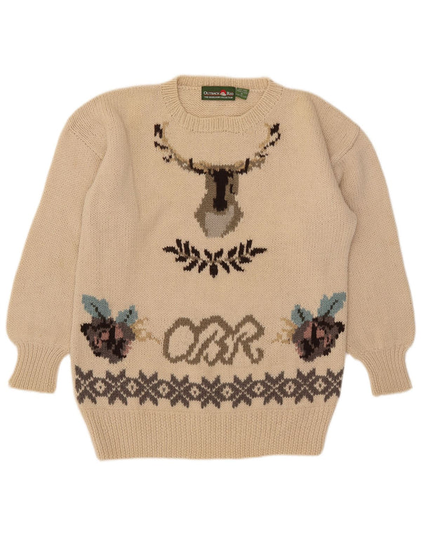 Outback Red Ανδρικό γραφικό πουλόβερ με λαιμόκοψη Medium Beige Fair Isle