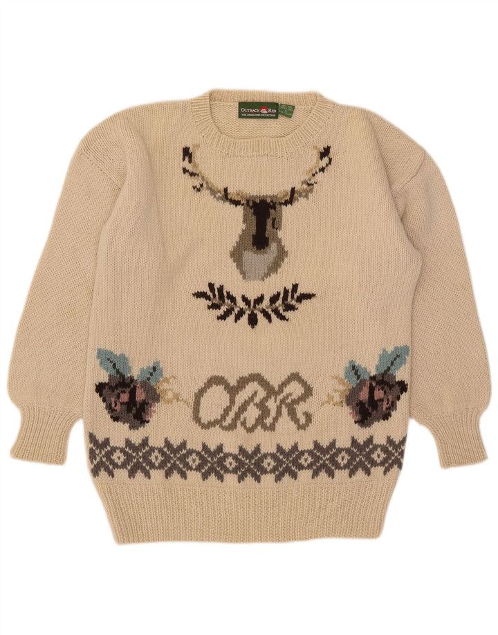 Outback Red Ανδρικό γραφικό πουλόβερ με λαιμόκοψη Medium Beige Fair Isle