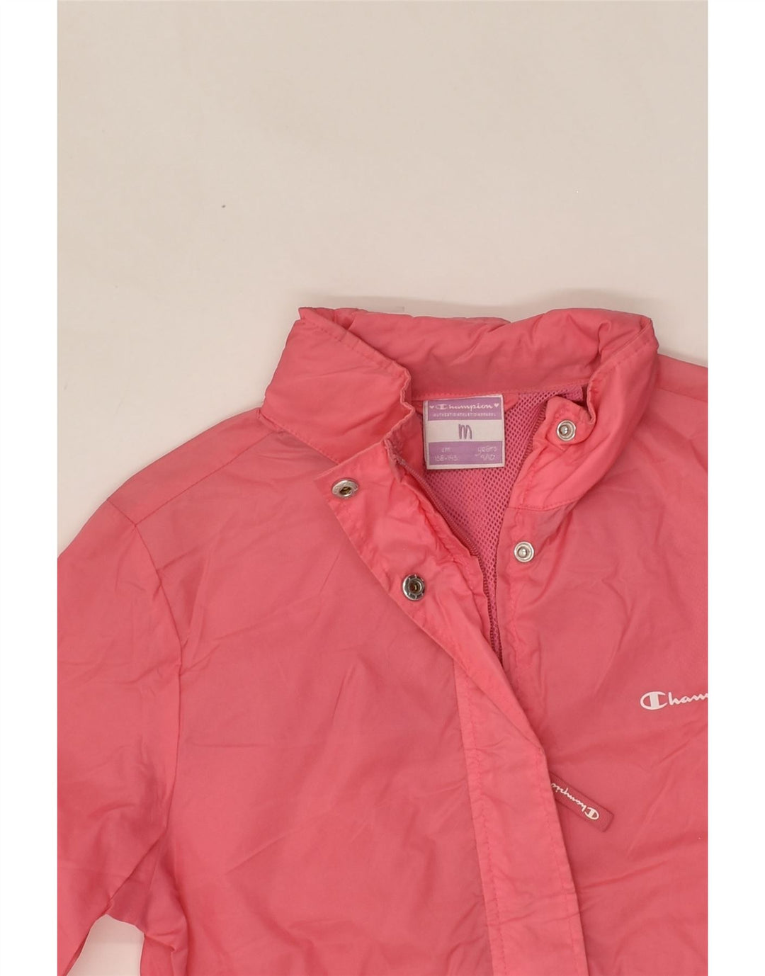CHAMPION Girls Hooded Rain Jacket 9-10 Years Medium Pink | Vintage Champion | Thrift | Second-Hand Champion | Used Clothing | Messina Hembry 