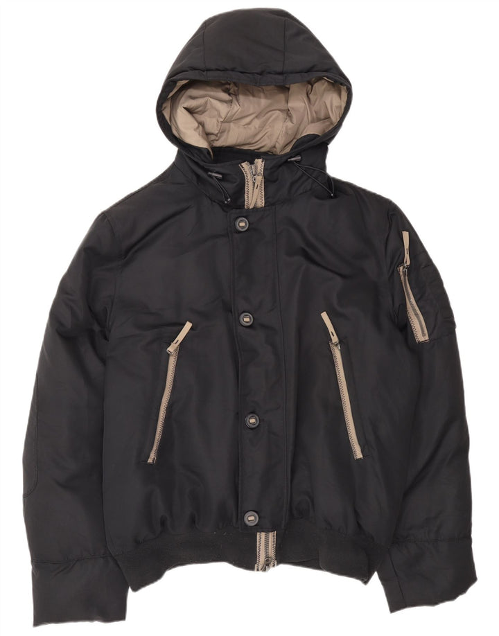 Ανδρικό μπουφάν Benetton με κουκούλα IT 54 2XL Μαύρο Πολυεστέρας