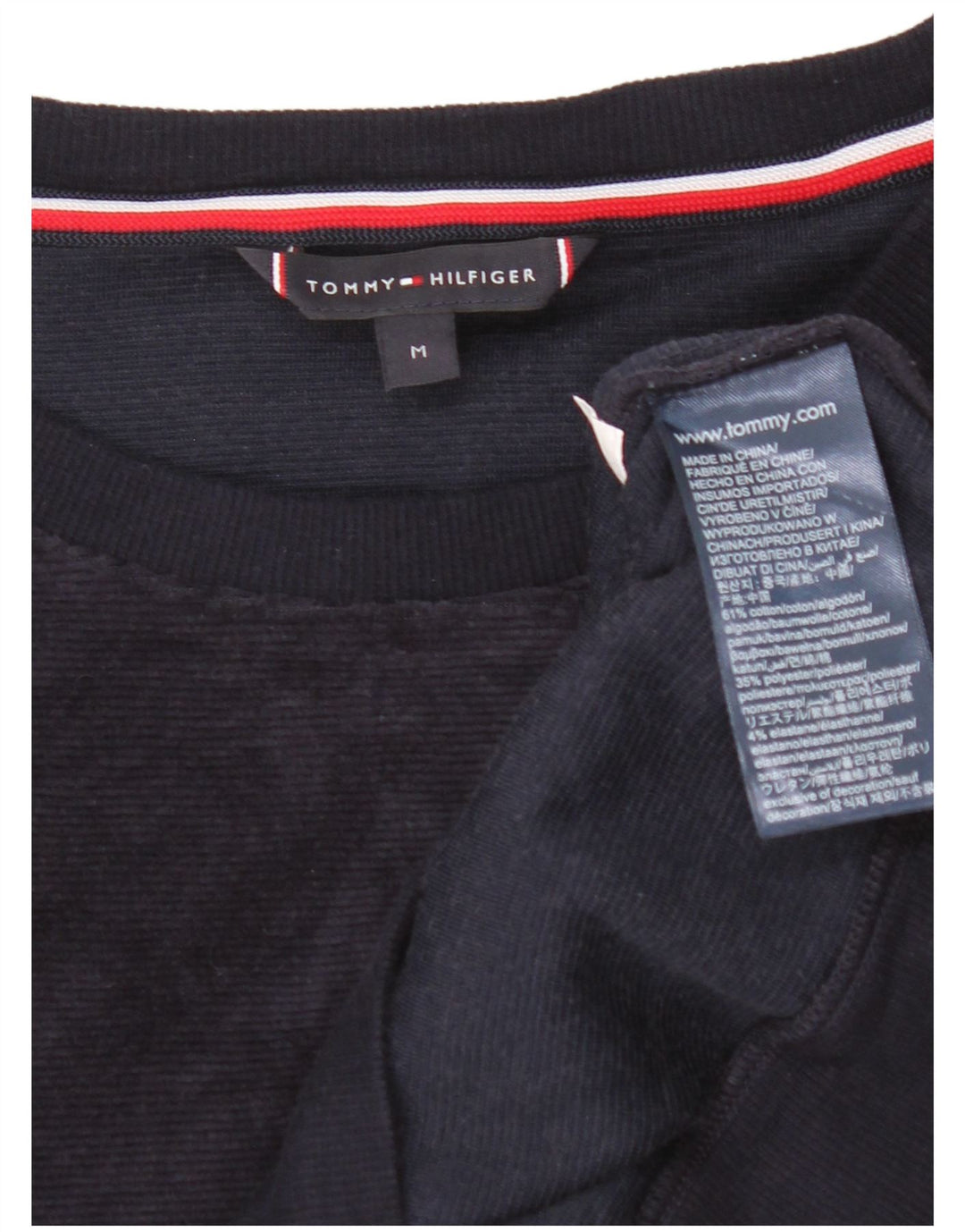Γραφικό βελούδινο ανδρικό φούτερ Tommy Hilfiger Jumper Medium Navy Blue