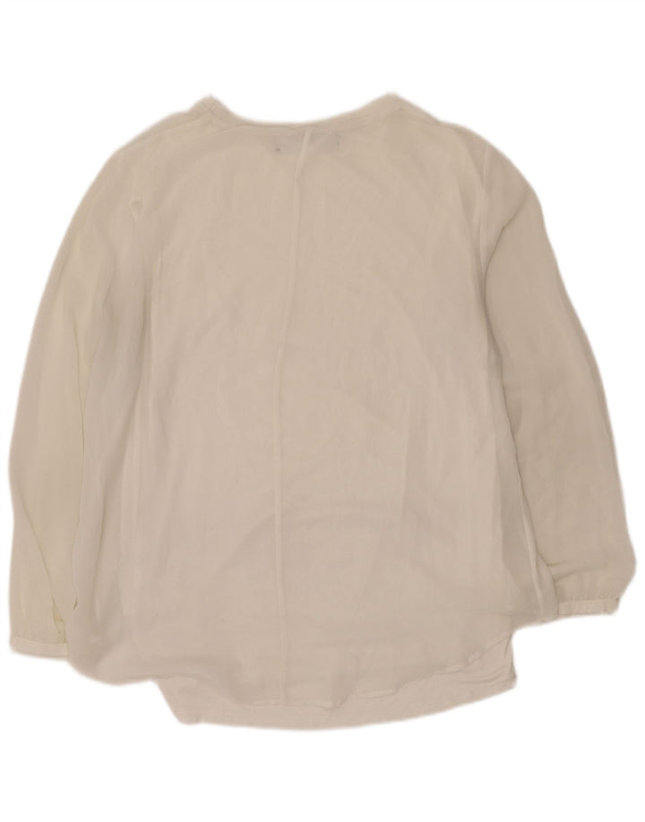 Zara Γυναικεία See Through Μακρυμάνικη Μπλούζα UK 16 Large White