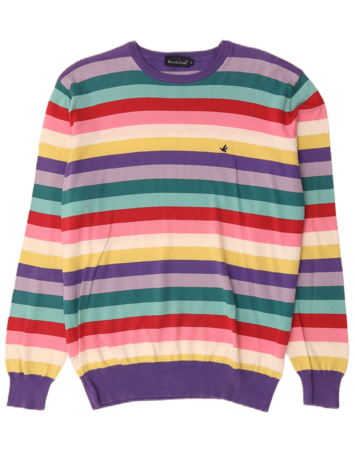 Ανδρικό πουλόβερ Brooksfield Crew Neck Jumper IT 52 Μεγάλο πολύχρωμο ριγέ
