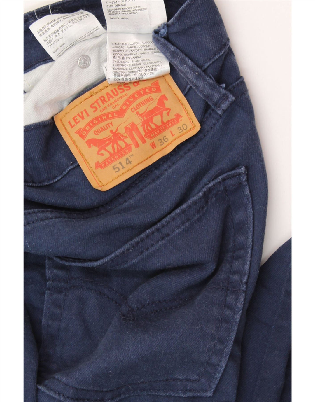 LEVI'S Ανδρικό τζιν 514 ίσιο W36 L30 Navy Blue Cotton