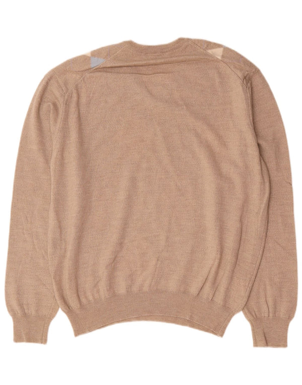 Ανδρικό πουλόβερ Bramante με V λαιμόκοψη IT 54 XL Beige Argyle/Diamond
