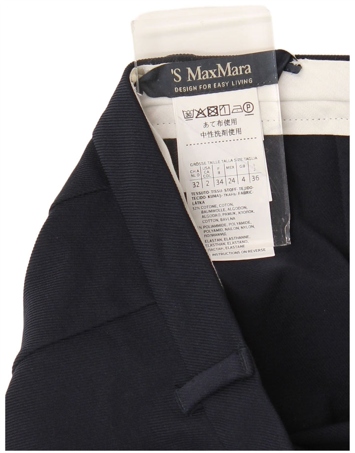 MAX MARA γυναικείο μποτάκι παντελόνι UK 4 XS W26 L25 Navy Blue Cotton