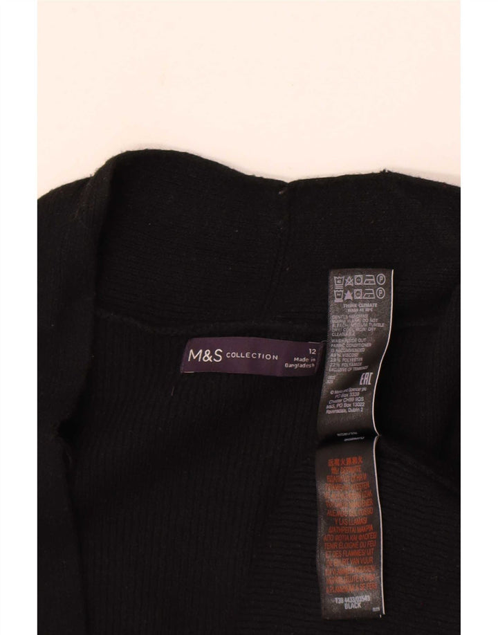 Marks & Spencer Γυναικείο Longline ανοιχτό πουλόβερ ζακέτα UK 12 Medium Black