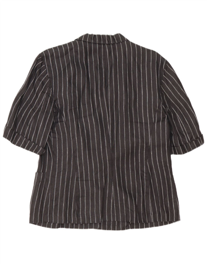 Max Mara Γυναικείο μπουφάν blazer 2 κουμπιών UK 14 μέτριο μαύρο ρίγες