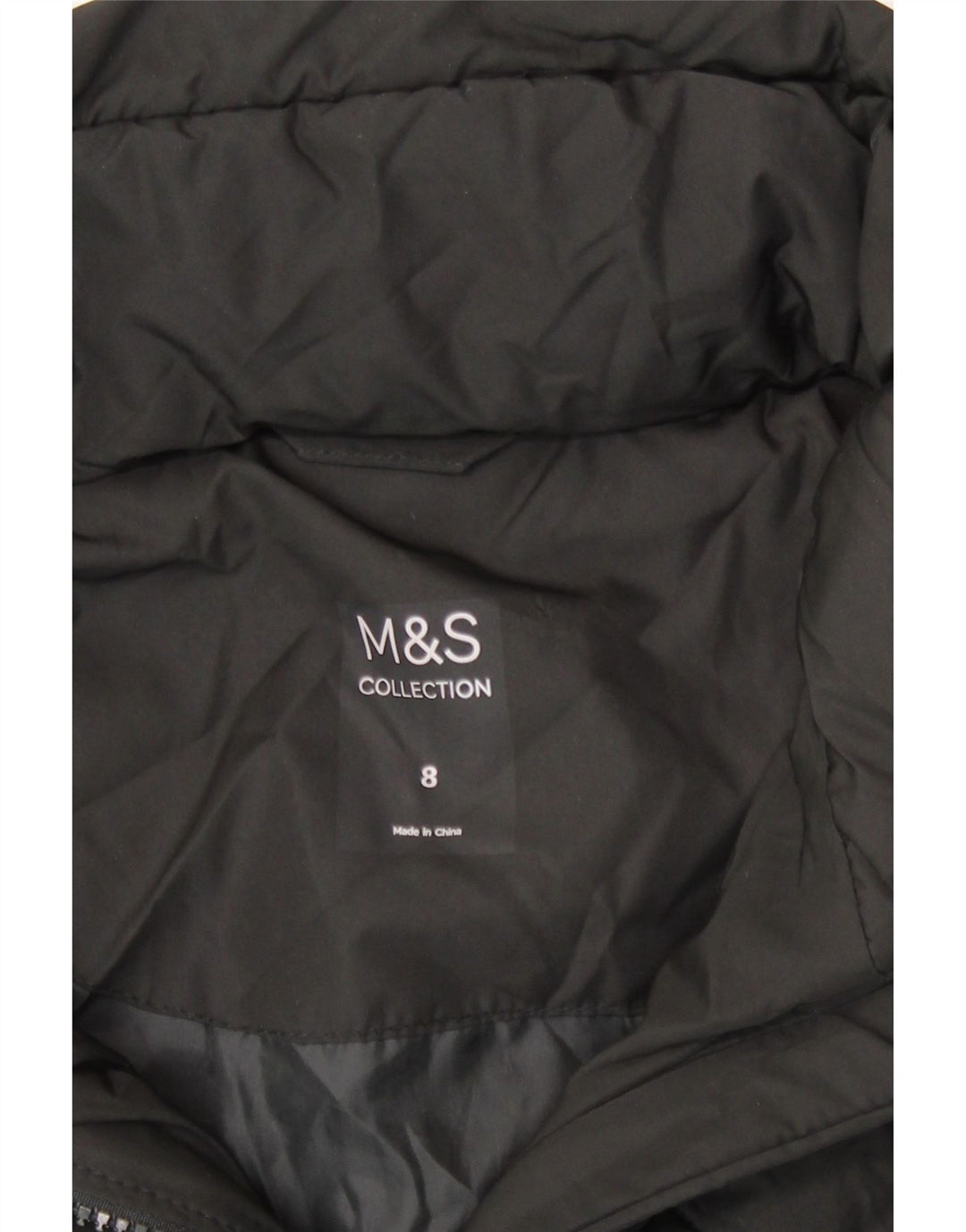 Marks & Spencer Γυναικείο μπουφάν με κουκούλα UK 8 μικρό μαύρο πολυεστέρα