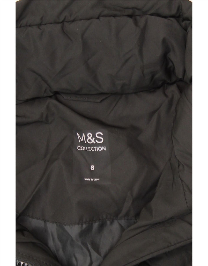 Marks & Spencer Γυναικείο μπουφάν με κουκούλα UK 8 μικρό μαύρο πολυεστέρα