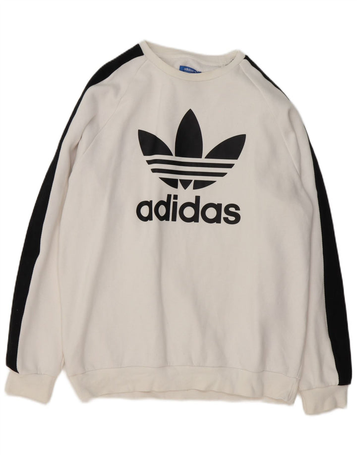 Ανδρικό γραφικό φούτερ Adidas Jumper σε μεγάλο λευκό χρώμα, βαμβακερό