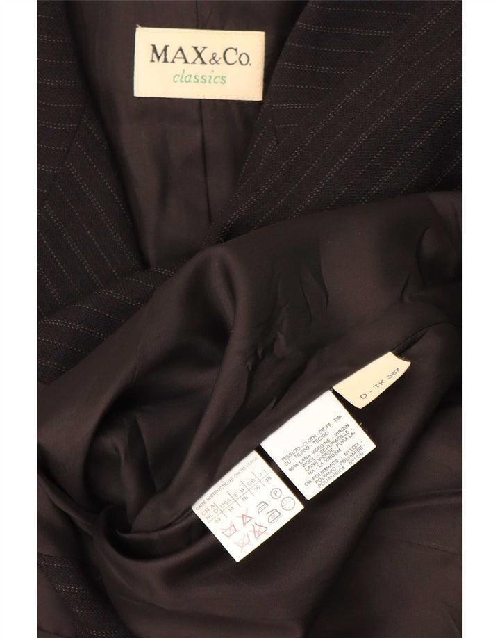 Max & Co. Γυναικείο μπουφάν blazer UK 16 μεγάλο μαύρο ριγέ μαλλί