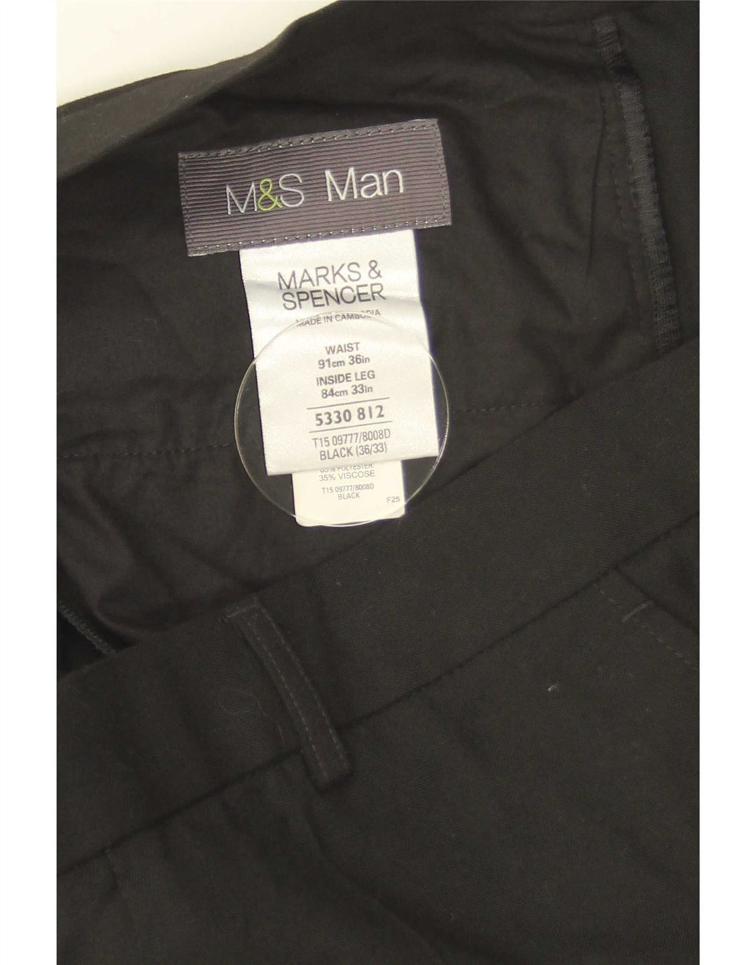 Marks & Spencer Ανδρικό ίσιο παντελόνι W36 L33 Μαύρο πολυεστέρα