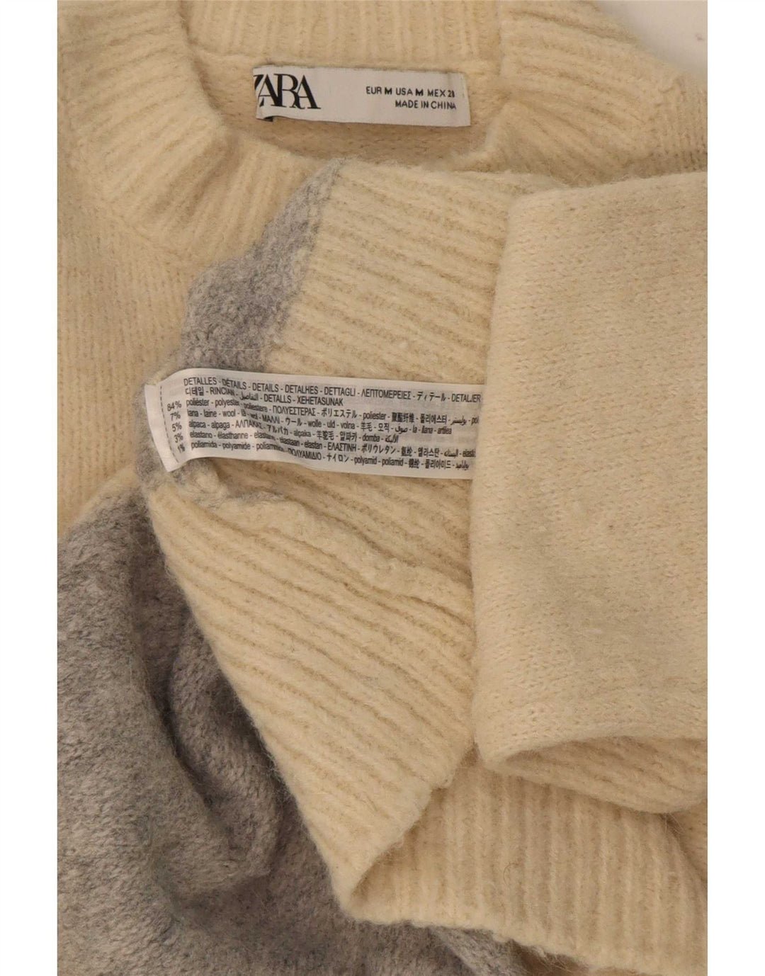 Zara γυναικείο πουλόβερ με λαιμόκοψη χελώνας UK 14 μεσαίο μπεζ χρώμα