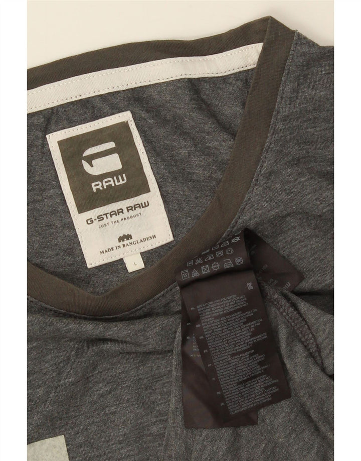 G-STAR Ανδρικό γραφικό T-Shirt Top μεγάλο γκρι βαμβακερό