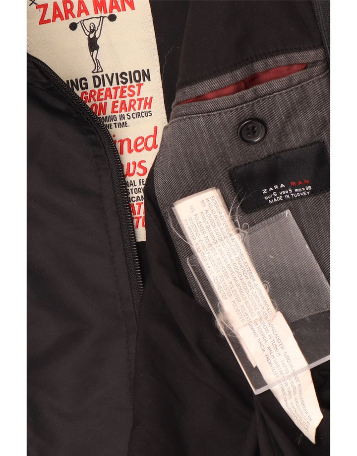 Zara Ανδρικό μπουφάν blazer UK 36 Small Grey Pinstripe Cotton