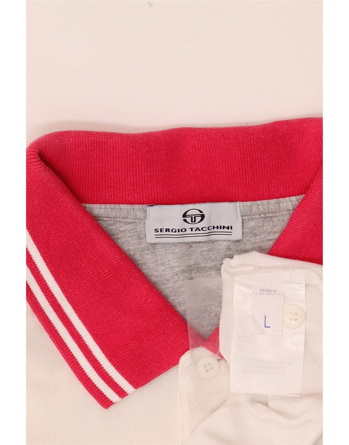 SERGIO TACCHINI Ανδρικό πουκάμισο πόλο σε μεγάλο λευκό χρώμα, βαμβακερό