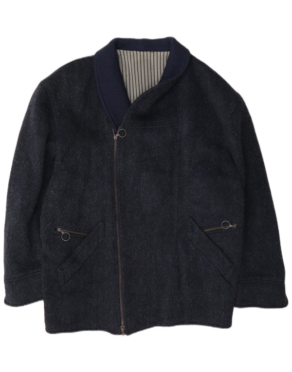 Ανδρικό πανωφόρι με φερμουάρ Nazareno Gabrielli UK 40 Large Navy Blue Ψαροκόκκαλο