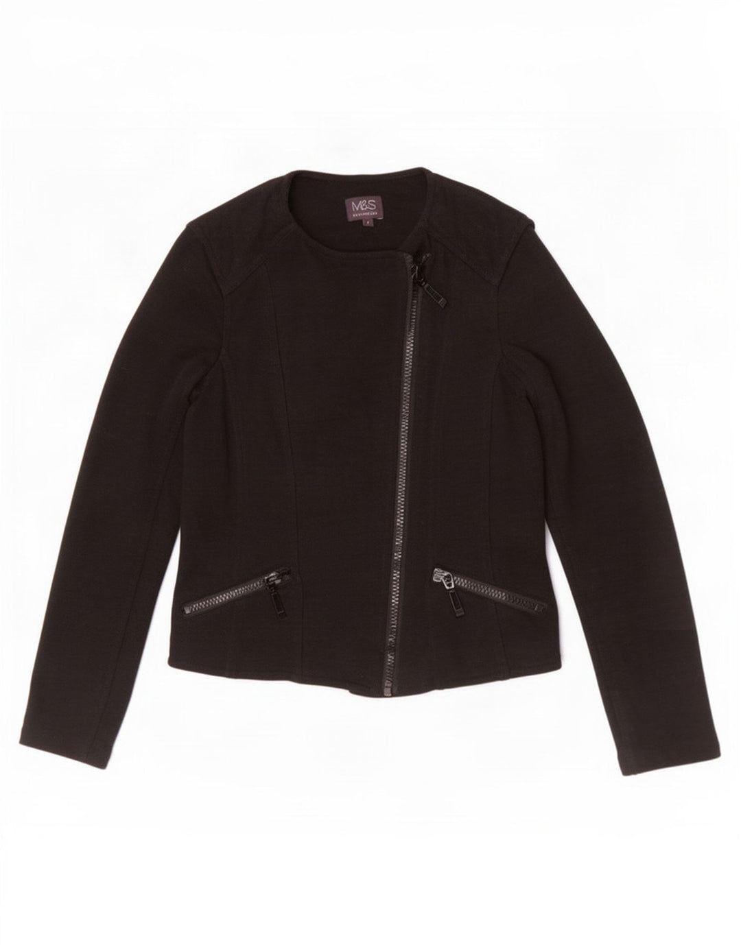 Marks & Spencer Γυναικείο Μπουφάν Racer UK 8 Small Black Cotton