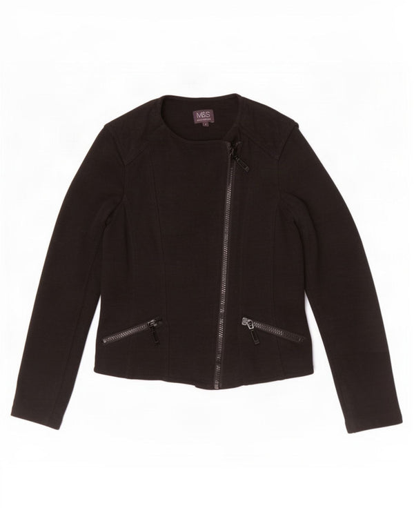 Marks & Spencer Γυναικείο Μπουφάν Racer UK 8 Small Black Cotton
