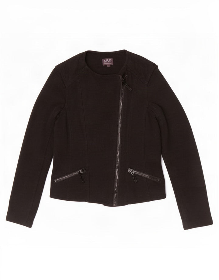 Marks & Spencer Γυναικείο Μπουφάν Racer UK 8 Small Black Cotton