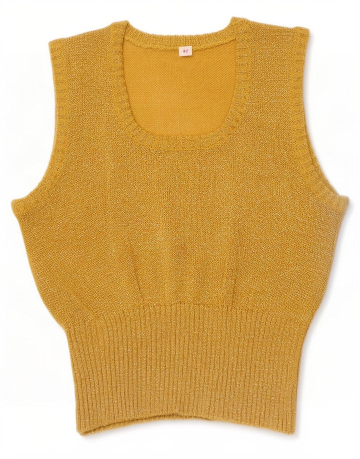 Vintage Γυναικείο Crop Vest Tank Top IT 42 Medium Gold