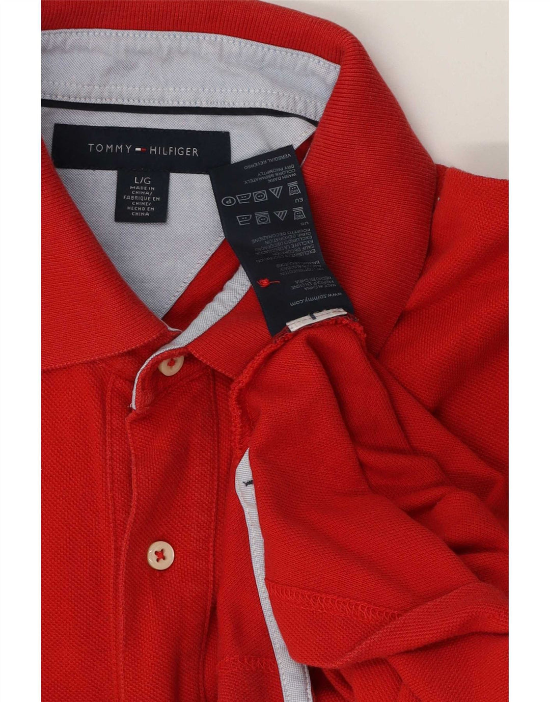 Ανδρικό πουκάμισο πόλο Tommy Hilfiger, μεγάλο κόκκινο βαμβακερό