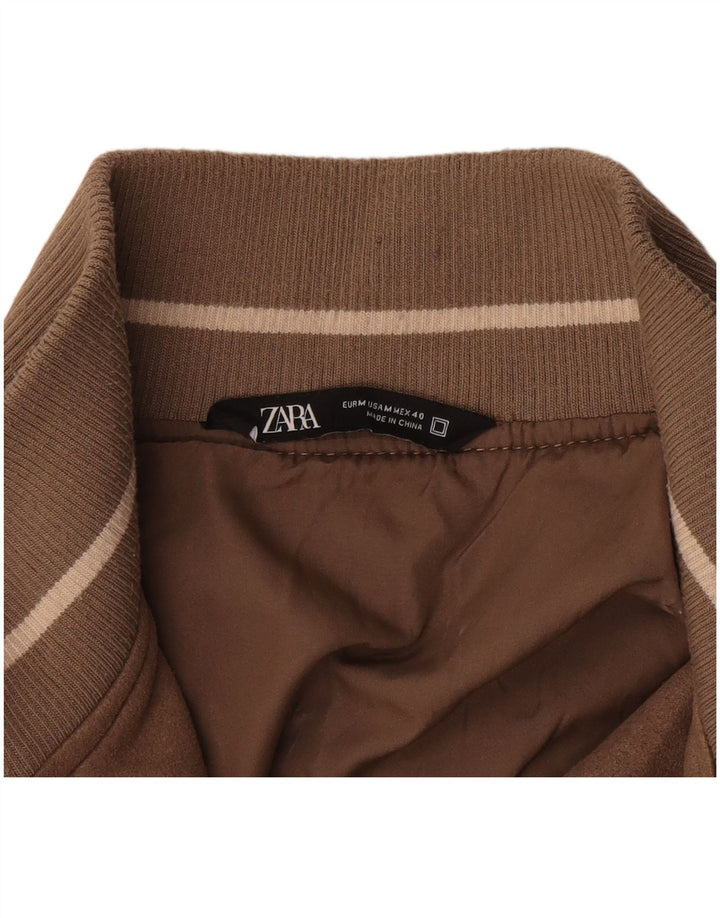 ZARA Ανδρικό Suede Bomber Jacket UK 38 Medium Brown